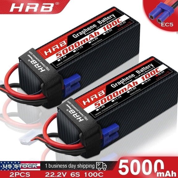 2pcs HRB 6S Lipo Battery 22.2V 5000mAh 100C EC5 for RC Car Truck Airplane Helicopter Plane