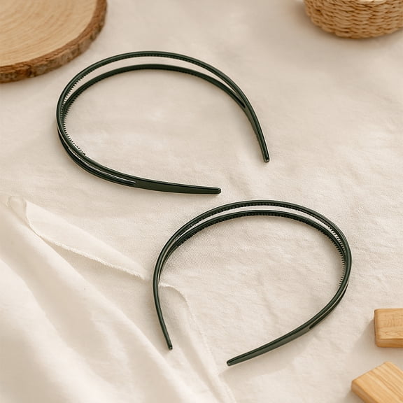 2pcs Hair Accessories Plain pc Plastic Hair Bands with Teeth Black 155x128x25mm