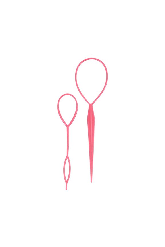 2pcs Hair Braiding Tool, Topsy Tail Ponytail Maker French Braid Loop Tool, Hair Styling Accessory for Girls and Women, Durable Ponytail Holder, Pink