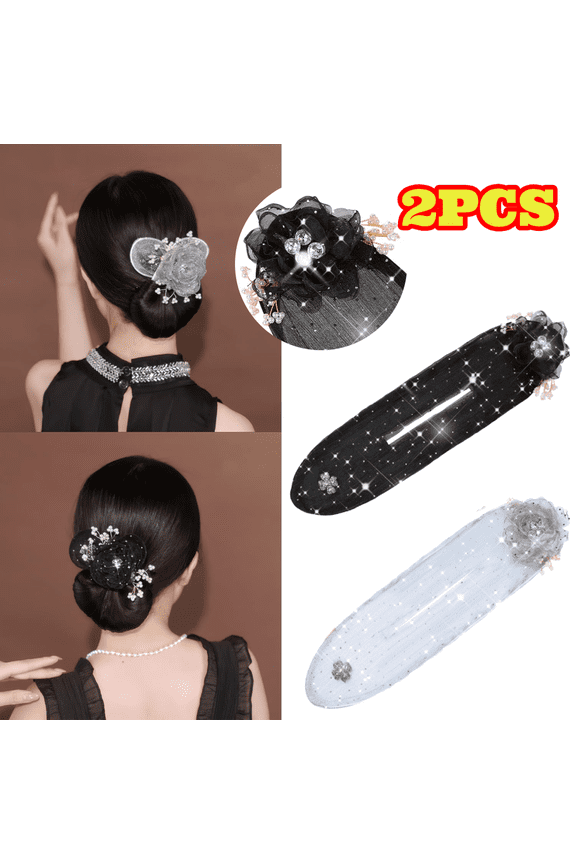 2pcs Hair Bun Maker, Ball Hair Clips, Flower Hair Bun Roller, Easy Fast Snap Roll Hair Tool for Women Girls