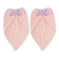 thumbnail image 1 of 2pcs Hair Drying Towels Triangular Hair Towel Wrap for Women Bow Hair Drying Cap for Hair Pink, 1 of 7
