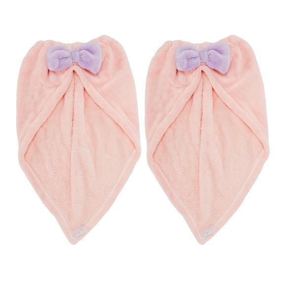 2pcs Hair Drying Towels Triangular Hair Towel Wrap for Women Bow Hair Drying Cap for Hair Pink