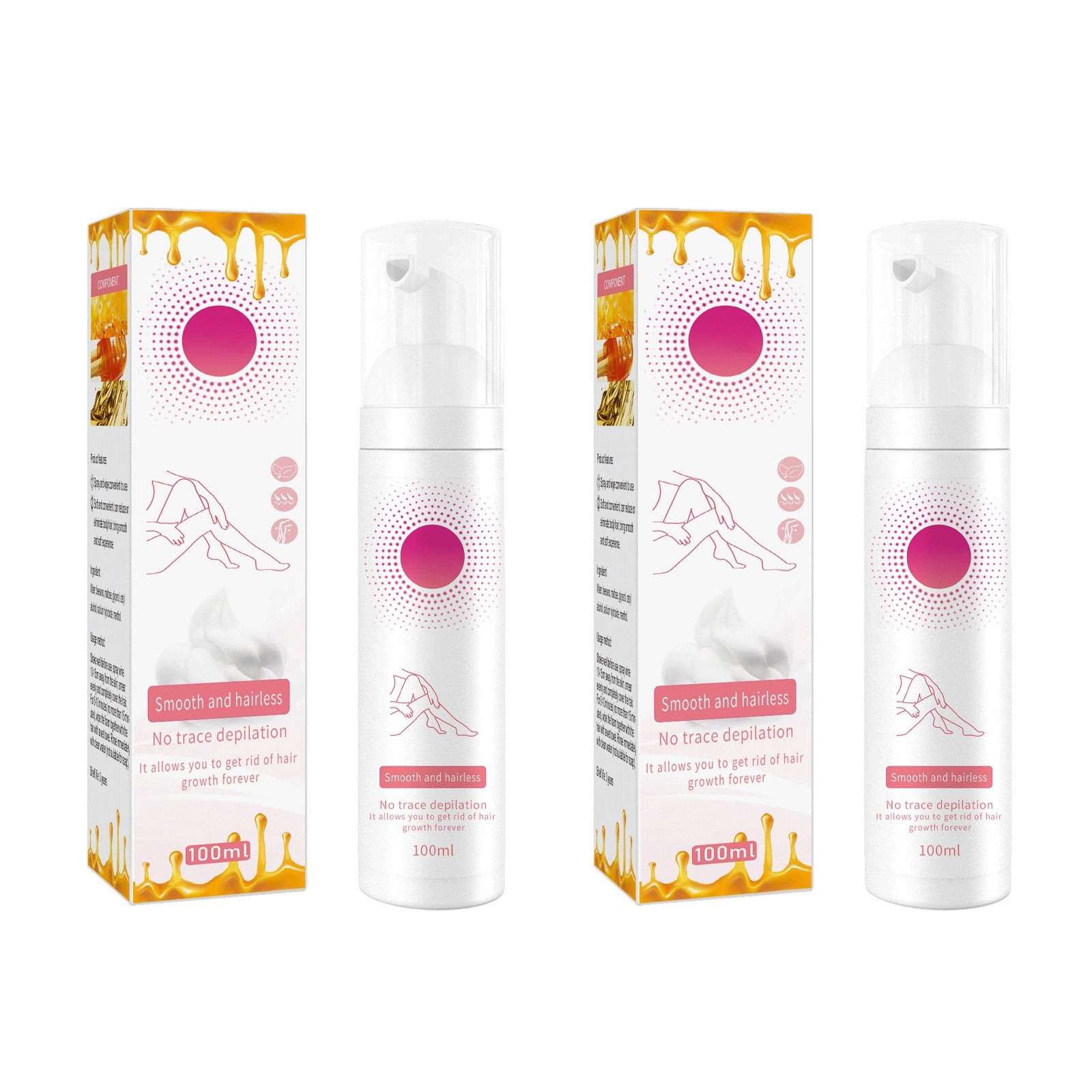 2pcs Hair Removal Spray Moisturizing Foam For Armpit And Leg Hair