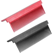 2pcs Hair Straightener Comb, Barber Straightening Comb Attachment for Hair Flat Iron Comb Attachment Clip On, Hair Straightening Flat Iron V TypeRed+Black