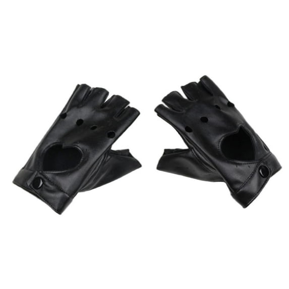 2pcs Half Finger Gloves Lady Leather Mitten Pole Dancing Rock Driving Gloves Black