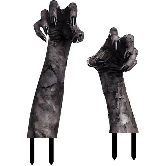 2pcs Halloween Ground Stake Decor Vivid Ghost Hand Prop for Spooky Outdoor Garden Halloween Decorations Material for Backyard and Courtyard Festivities