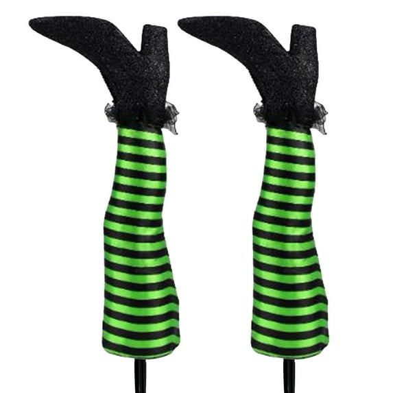 2pcs Halloween Ground Stakes for Halloween Decorations Realistic Witch Prop Outdoor Decorative Stakes for Yard Patio Events Durable and Weather Ideal for Halloween Party Pool Signs Metal Flowers