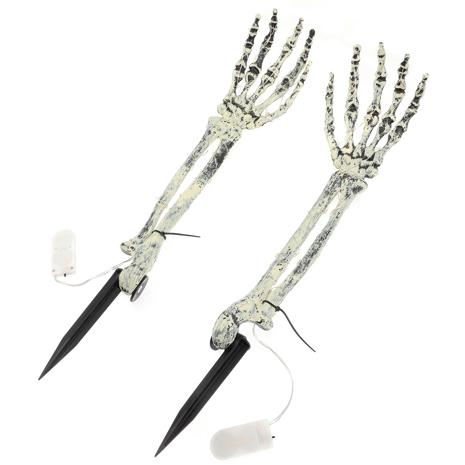 2pcs Halloween Lawn Stakes Luminous Skeleton Hands Stakes LED Zombie