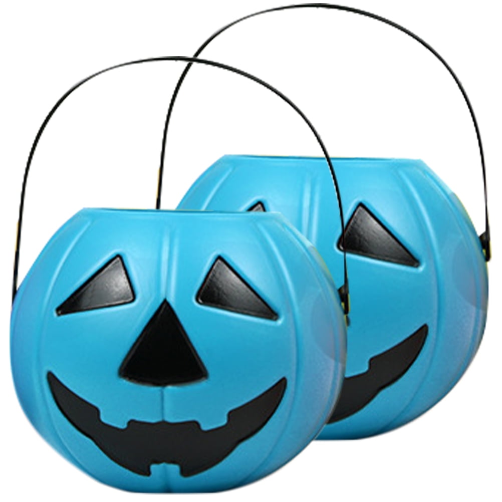 2pcs Halloween Pumpkin Bucket Pumpkin Candy Holder Plastic Pumpkin