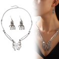 2pcs Halloween Skeleton Hand Earrings Pendant Necklace Set Metal