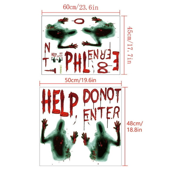 2pcs Halloween Window Clings for Glass Windows, Scary Window Poster for Halloween Masquerade Party Haunted Houses School Home Office Decor