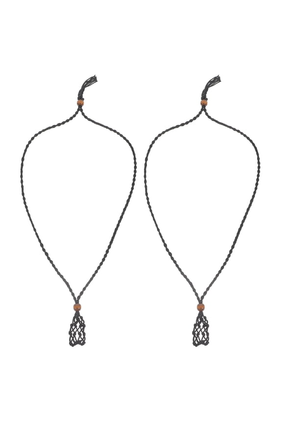 2pcs Hand Woven Stone Crystal Necklace Crystals Cord Necklace Cage Mesh Pendant Holder DIY Necklace Cord for Jewelry Making Supplies