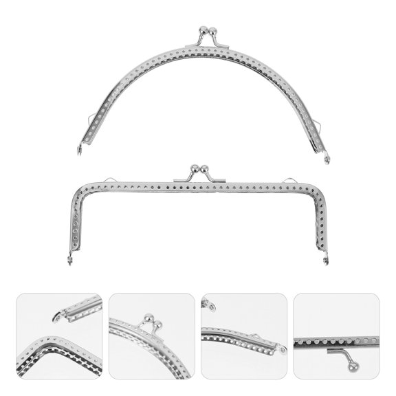 2pcs Handbag Clasps and Closures Silver Metal Bag Handles for Home Use