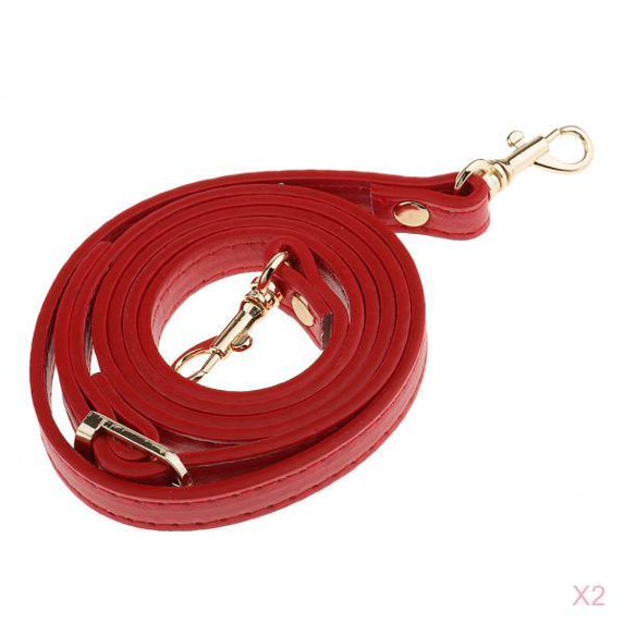 2pcs Handbag Shoulder Bag Leather Straps Handle Replacement Bag Accessory Red Red (2)