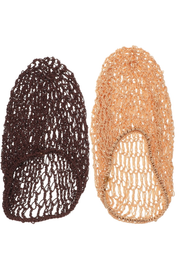 2pcs Handcraft Crochet Net Hat Long Sleeping Hat Hair Protective Hair Protector(Beige, Coffee, 1pc for Each Color)