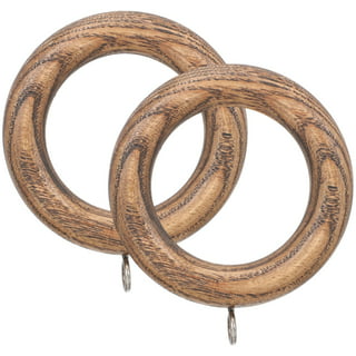2 1/4 Inch Wood Curtain Rings in Dark Brown Finish, Set of 12