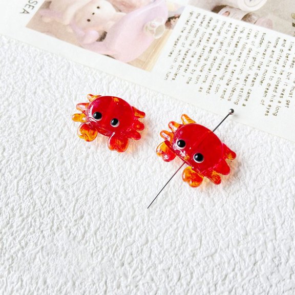 2pcs Handmade Lampwork Beads Crab 22x16mm