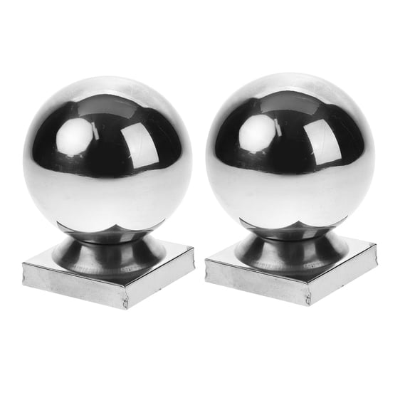 FONDOTIN Stainless Steel Handrail Balls for Flagpole and Fence Posts Silver Decorative Round Caps 2 Pieces
