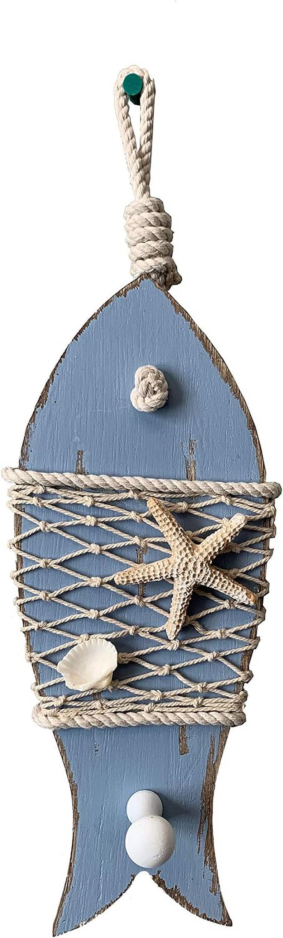 2pcs Hanging Antique Wood Fish Wall Hook Keys Coat Apron Wall Hanger