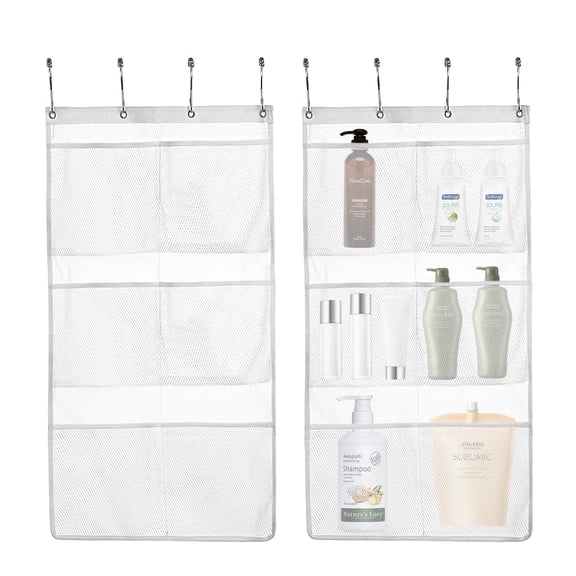 2pcs Hanging Mesh Storage Bag,6 Pockets Mesh Hanging Caddy Organizer,Bath Toy Holder