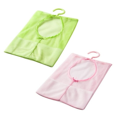2pcs Hanging Multipurpose Storage Mesh Bag with Hanger Clothespin Collection Pouch Closet Organizer for Kitchen Bathroom (Random