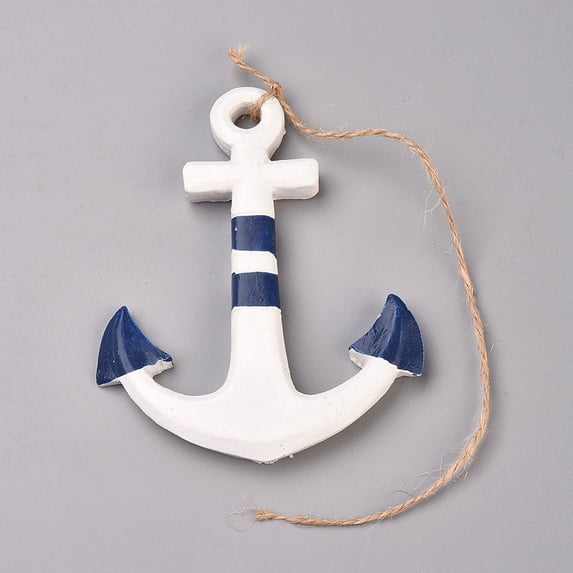 2pcs Hanging Resin Decorations Mediterranean style Wall Decoration Anchor Blue 111x90x10.5mm