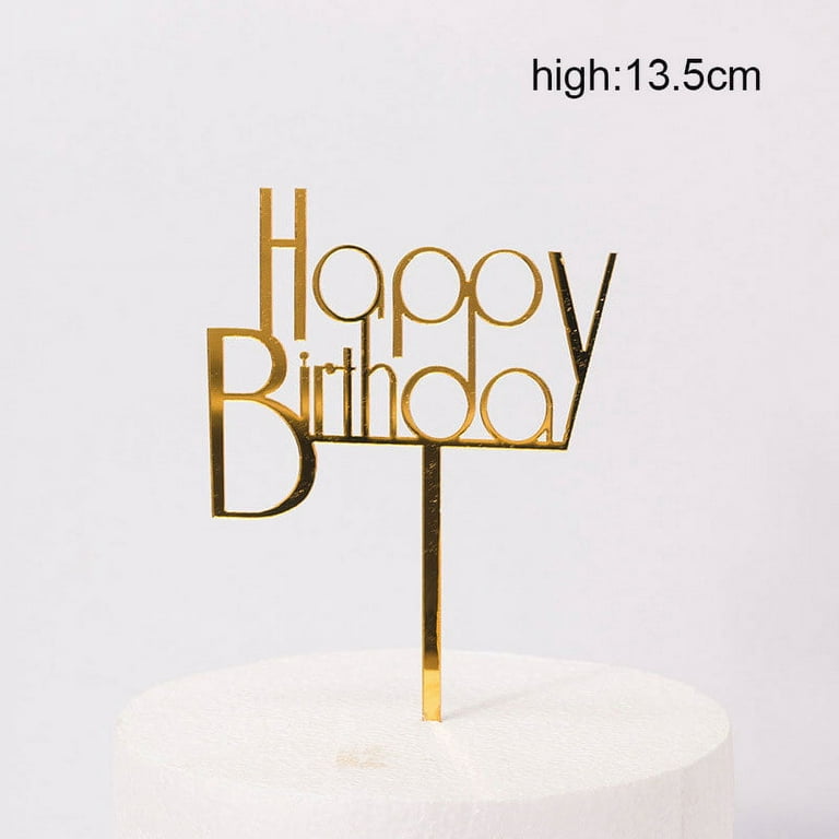 2pcs Happy Birthday Letters Cake Topper Card Acrylic Party Decor Supplies DIY Black C 2pcs
