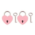 thumbnail image 1 of Tineasur 2Pcs Portable Pink Love Heart Padlock Multi Functional Luggage Lock for Diaries Cabinets, 1 of 6