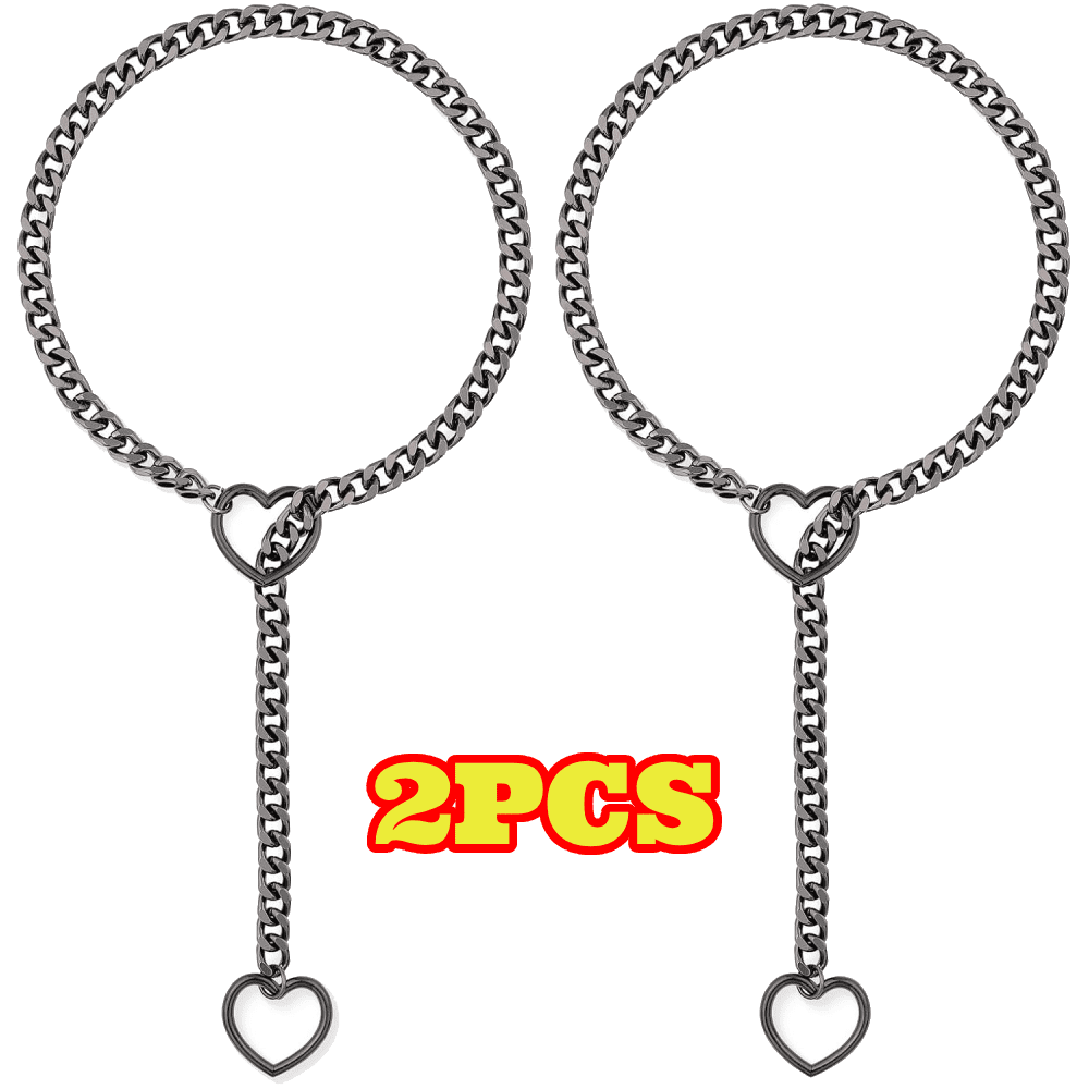 Heart O-Ring Slip Chain Necklace For Women - Stainless Steel Punk Gothic Long Chain (24" Or 34")
