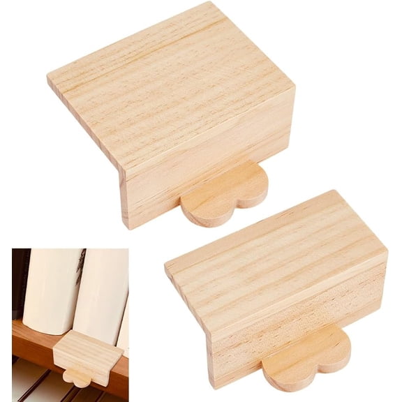 2pcs Heart Pine Wood Bookends for Shelves Book Alignment Tool Natural Books Ends Decorative Book Shelf Organizer