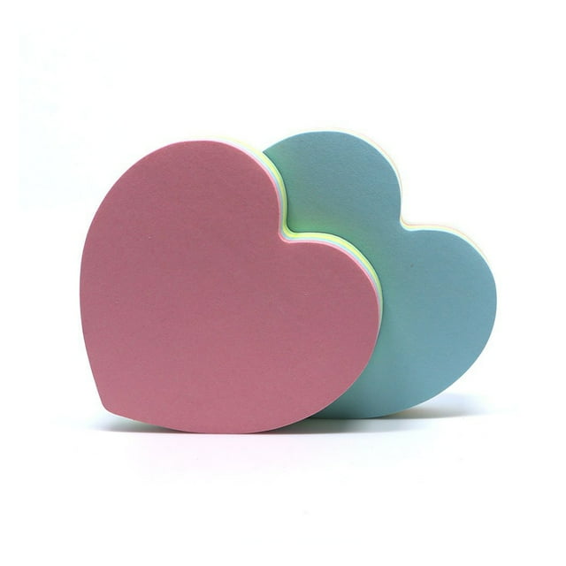2pcs Heart-shaped  Posted Self-Adhesive Paper Notes Facilitated Stickers Notepads (Random Color)