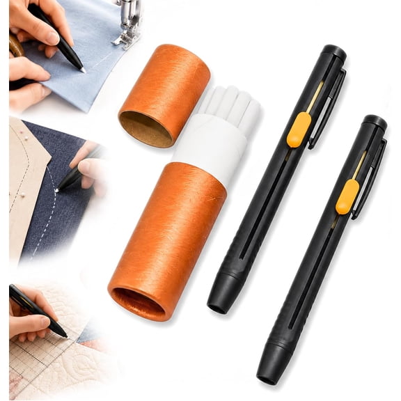 2pcs Heat Erasable Fabric Marking Pens with 20pcs Refills, Heat Erasable Marker for Fabric, Sewing Chalk DIY Markers Pen for Quilting, Embroidery Embroidery DIY Crafts Supplies (White)