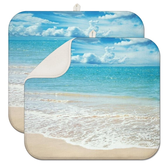 2pcs Heat Resistant Drying Mat, Rainbow Gradient Pattern, Multipurpose Microfiber Pad, Protects Delicate Surfaces, Machine Washable & Durable
