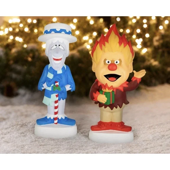 2pcs Heat and Snow Miser LED Lighted Blow Mold Outdoor Christmas Decor