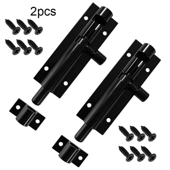 2pcs Heavy-Duty Anti-Theft Door Bolts - Black Metal Latch Buckles with Mounting Screws, Secure Locking Hardware for Doors, Cabinets, Furniture Easy Installation, Door Locks for Hom