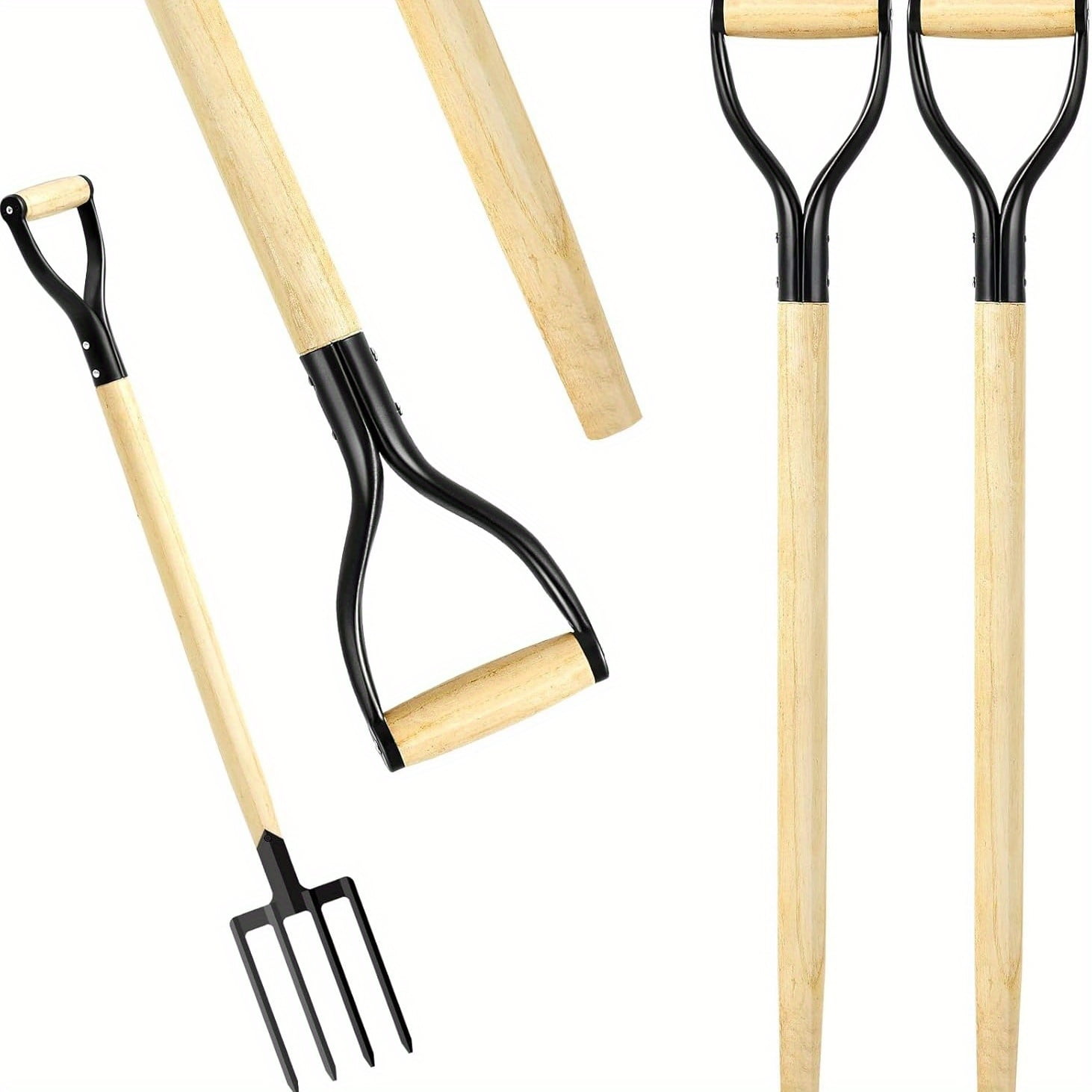 2pcs Heavy-Duty D-Shaped Fork Handles Replacement Spading Pitchfork ...