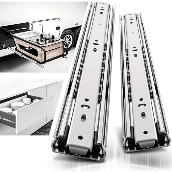2pcs Heavy-Duty Full Extension Drawer Slides - Noiseless Ball Bearing Smooth Gliding Track System, Polished Stainless Steel Slide Kit (16/18/20 Inch) for Cabinets & Furniture