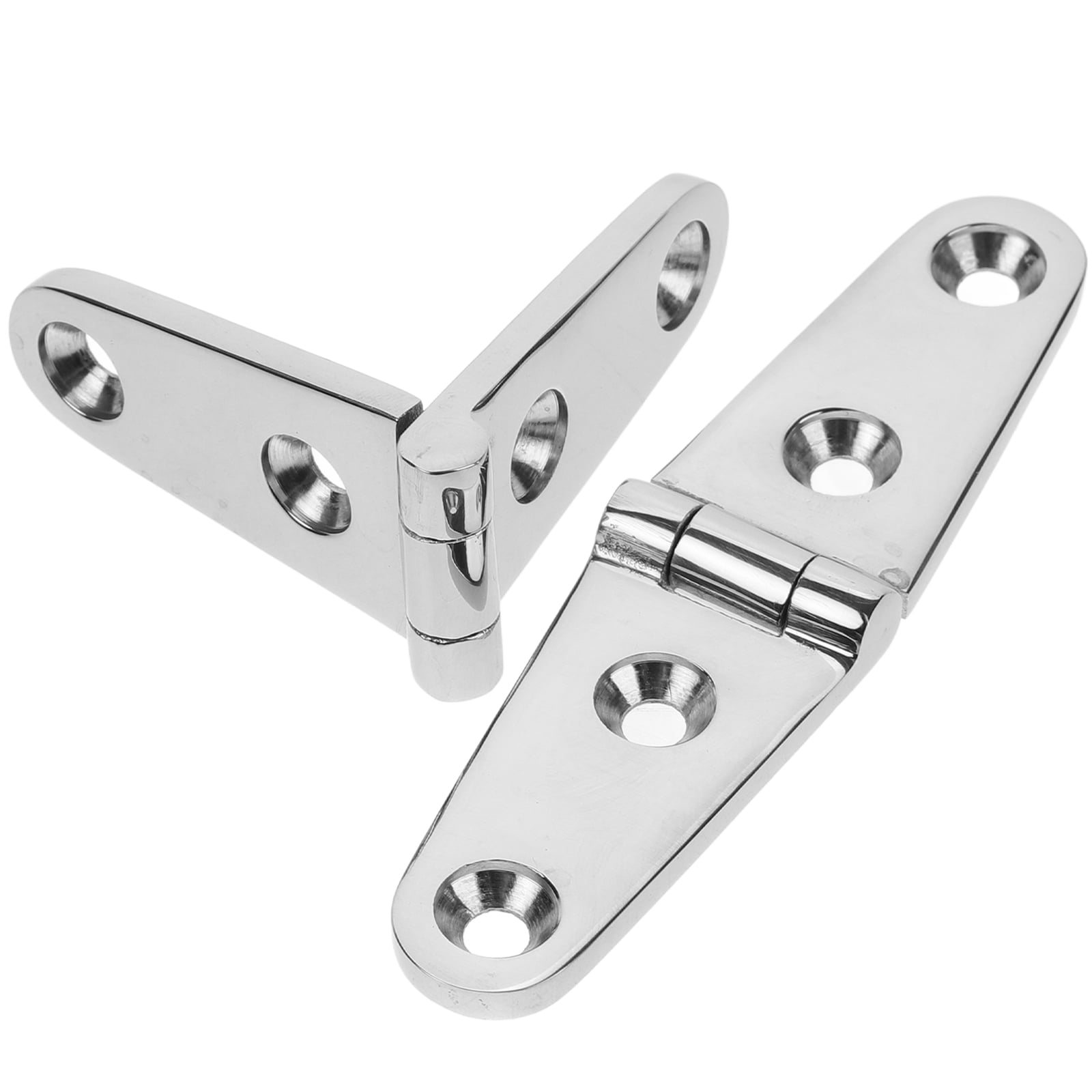 2PCS 316 Stainless Steel Boat Hinges - 3" X 1.5" Mirror Polished, Heavy Duty For Hatches & Cabinets With Screws
