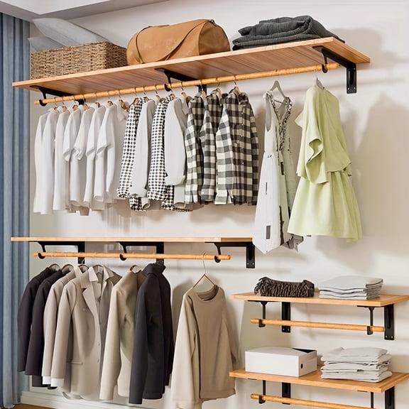 2pcs Heavy-Duty Metal A-Frame Shelf Brackets with 2 Hooks & Screws Each, Sturdy Triangle Support System for Wardrobe, Closet, Entryway, Easy Installation, Durable Furniture Organizer