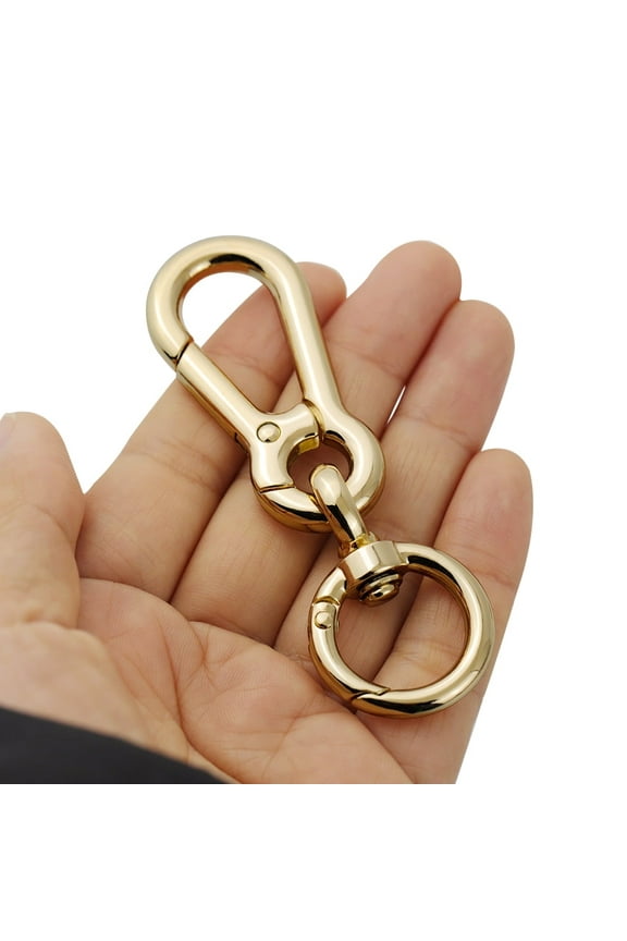 2pcs Heavy Duty Metal Keychain, Zinc Alloy Key Chain with Keyring Quick Release Carabiner Clips Keyring Holder Organizer Car Key Finder Hook Keys Clip for Men Women(Gold)