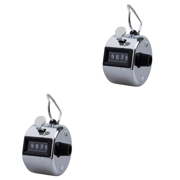 FUEENIRVA Fueenirva Silver 4 Digit Hand Tally Counter, Metal, Easy Operation, 2Pcs