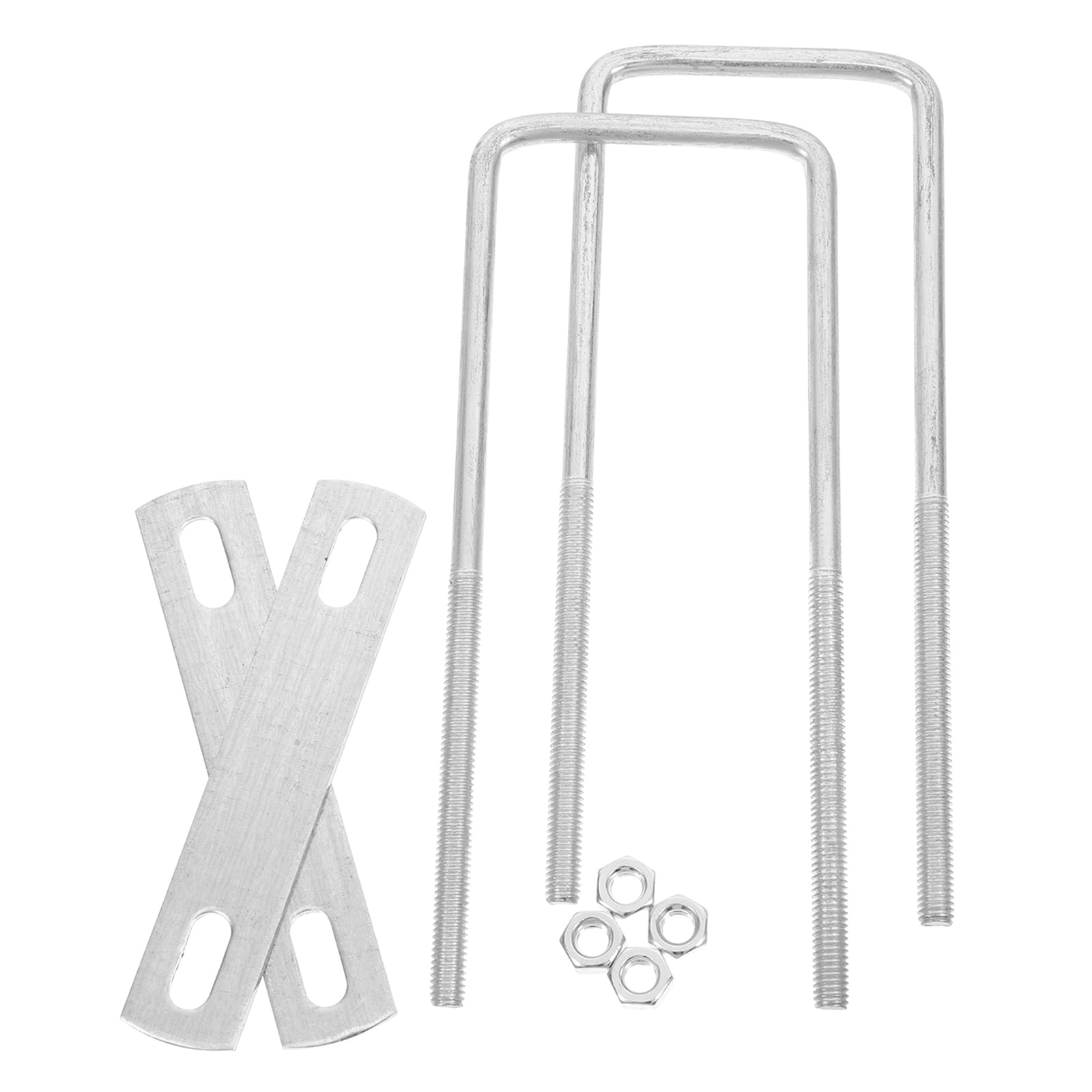 RLECS 2PCS 304 Stainless Steel Square U Bolt Clamp - 65mm Length, M8 Thread, Silver Polished U-Bolts For Pipe, Trailer, Boat & Mechanical Use