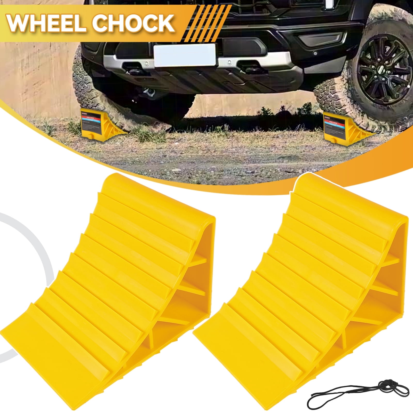2pcs Heavy Duty Wheel Chock Tough Chocks Stops Car Trailer Trunk RV ...