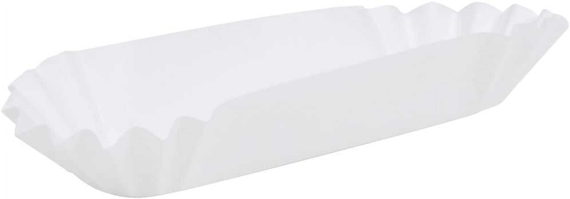 2pcs Heavy Weight 6" White Paper Fluted Hot Dog Tray 50 count