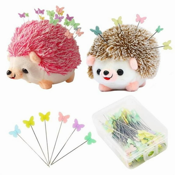 2pcs Hedgehog Sewing Pincushion With 100pcs Sewing Pins Set For Sewing Diy Projects Jewelry Decor Dressmaker