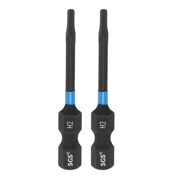 2pcs Hex Head Wrench Drill Bit 2mm(H2) 1/4" Hex Shank 2"(50mm) Length S2 Steel Magnetic Hexagon Impact Drivers Metric Screwdriver Bit