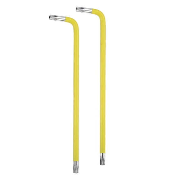 2pcs Hex Key Torx Wrench T27 S2 Steel L-Shape Long Arm Star 6 Point Hexagon Wrenches Repairing Tool for Home DIY Auto Repair, Yellow Silver