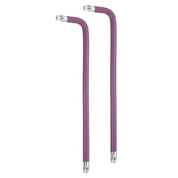 2pcs Hex Key Torx Wrench T45 S2 Steel L-Shape Long Arm Star 6 Point Hexagon Wrenches Repairing Tool for Home DIY Auto Repair, Purple Silver