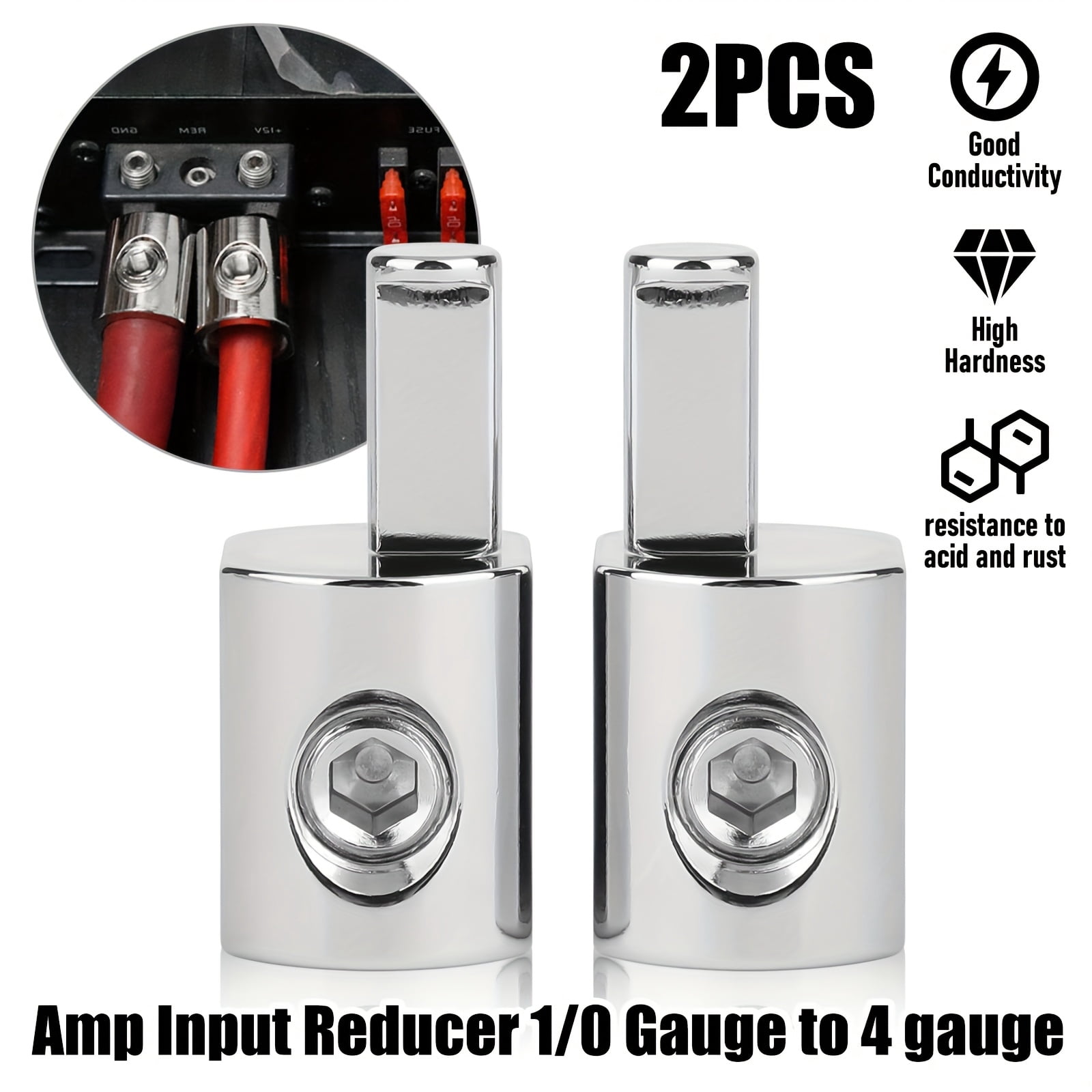 Reducer Amp 2pcs High-Power Car Audio Amp Input Reducers - 1/0 to 4 Gauge for Power ...