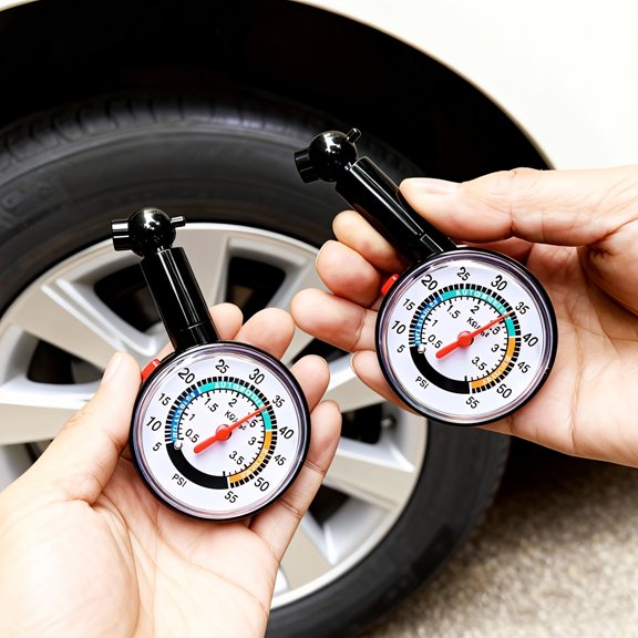 2pcs High-Precision Tire Pressure Gauges, Battery-Free Design, Dual-Scale PSI & Bar for Accurate Measurement, No Batteries Needed, Designed for Maintenance  Suitable